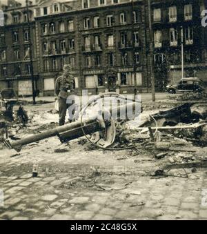 Ereignisse: 2. Weltkrieg Nazi-Wehrmachtssoldaten besetzen Rouen, Nordfrankreich - 1940 - 1941 Stockfoto