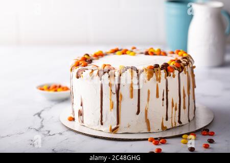 Erdnussbutter und Schokoladeneis Kuchen Stockfoto