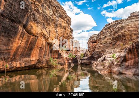 Ein Blick entlang der sehr beliebten Outback Touristenattraktion Cobbold Gorge am Robertson River an der Robin Hood Station in Queensland Australien. Stockfoto