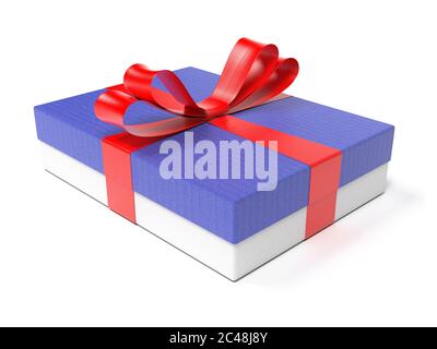 Geschenkbox mit rotem Band. 3d-Rendering-Illustration Stockfoto