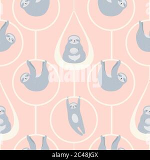 Faultier. Nahtlose Vektor wiederholen Tier-Design. Stock Vektor