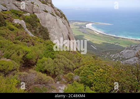 Blick über den Trousers Point von den Strzelecki Peaks Stockfoto