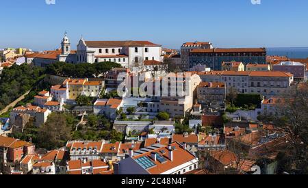 Luftaufnahme von Lissabon mit Graca Kloster Stockfoto