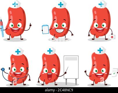 Arzt Beruf Emoticon mit Wurst Cartoon-Charakter Stock Vektor
