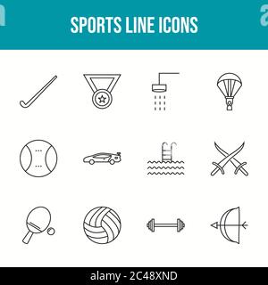 Einzigartige Sports Line Icons Stock Vektor