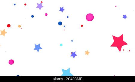 Bunte Ballons und Sterne auf weißem Hintergrund Stockfoto