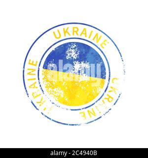 Ukraine Schild, Vintage Grunge Aufdruck mit Flagge auf weiß Stock Vektor
