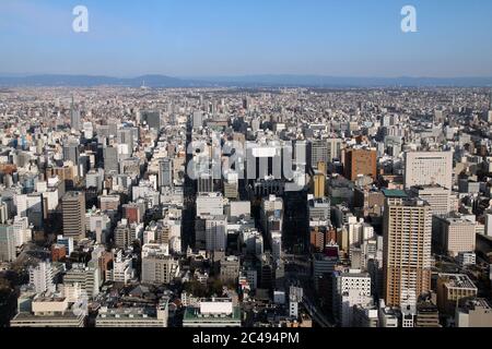 Luftaufnahme der Stadt Nagoya in Japan vom Midland Square Tower aus gesehen. Stockfoto