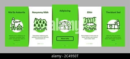 Wandern Extreme Tourismus Onboarding Elemente Icons Set Vektor Stock Vektor