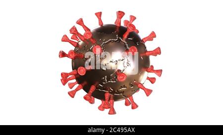 3d-Rendering von Corona-Virus-Konzept eindringenden Stockfoto