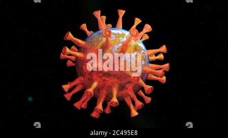 3d-Rendering von Corona-Virus-Konzept eindringenden Stockfoto
