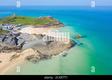 Luftaufnahme von St. Ives, Cornwall, England, Großbritannien Stockfoto