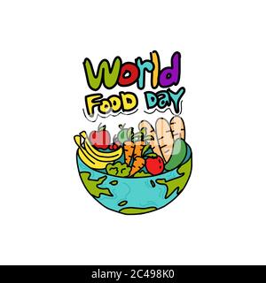 Handgezeichneter Welternährungstag. World Food Day Vektor Illustration Design geeignet für soziale Medien, Banner, Plakate Stock Vektor