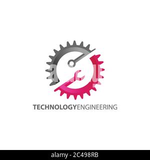 Schaltung und Schraubenschlüssel Kombination innerhalb der Zahnradtechnik Engineering Logo Design Vektor Illustration Stock Vektor