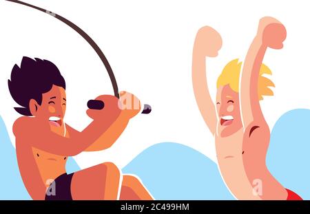 Männer springen in den Wasservektor Illustration Desing Stock Vektor
