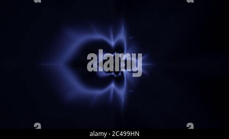 3D-Rendering einer gemusterten Form aus violettem Licht Auf schwarzem Hintergrund Stockfoto
