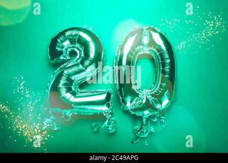 Silberner Zahlenballon 20 Stockfoto