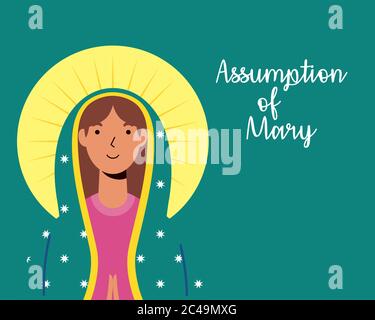 Übernahme der schönen mary Jungfrau mit Schriftzug Vektor Illustration Design Stock Vektor