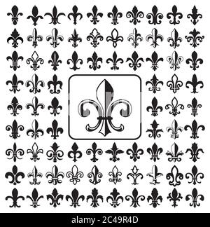 Satz von Fleurs-de-LIS-Symbolen. Vektorgrafik. Stock Vektor