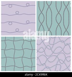 Satz von nahtlosen Mustern mit Seilen. Vektorgrafik. Stock Vektor
