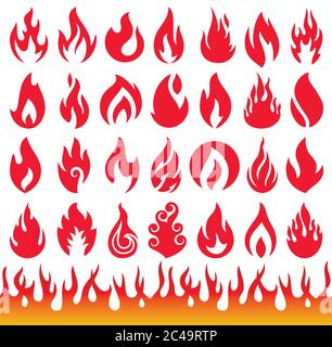 Flammensymbole. Feuersymbole. Vektorgrafik. Stock Vektor