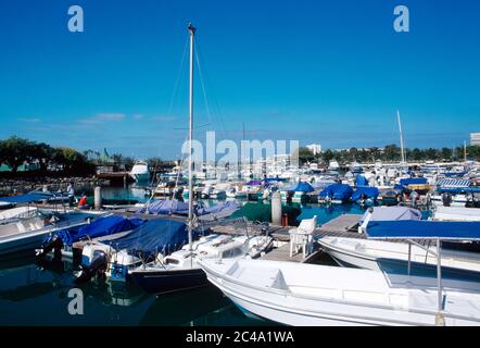 Abu Dhabi UAE Yachten in Marina Stockfoto