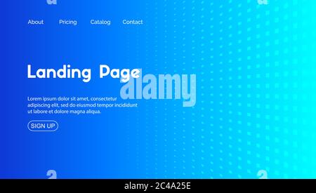 Vektorvorlage für blaue Landing Page. Abstrakt minimaler Hintergrund für Business-Website Stock Vektor