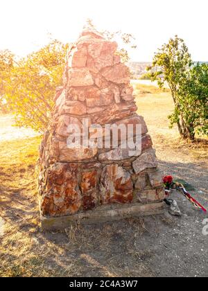 White Mountain Memorial. Steinpyramide am Ort der Schlacht am Weißen Berg - 1620, Prag, Tschechische Republik. Stockfoto