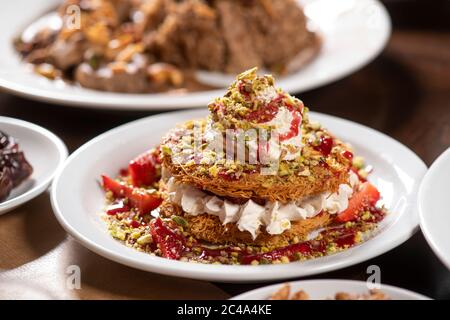 Orientalisch arabisch süßer Warbat, arabisch Süßer Nachtisch Stockfoto