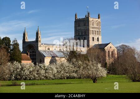 Abbey Church of St Mary the Virgin (Tewkesbury Abbey), Tewkesbury, Gloucestershire, England, Vereinigtes Königreich, Europa Stockfoto