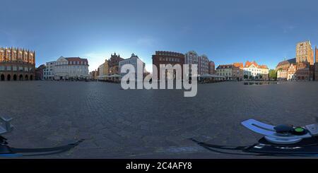 360 Grad Panorama Ansicht von 360 Grad Foto, Marktplatz von Stralsund, Mecklenburg-Vorpommern, Deutschland