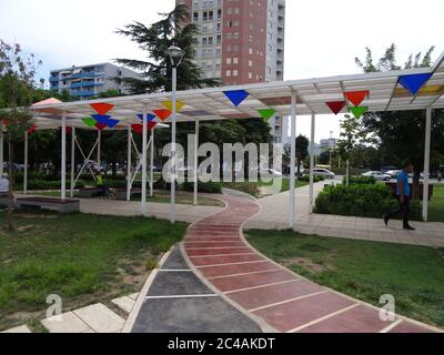 Albanische Traditionen und schöne Architektur können Sie in Elbasan sehen. Schöner Ort, um während der Ferien zu besuchen Stockfoto