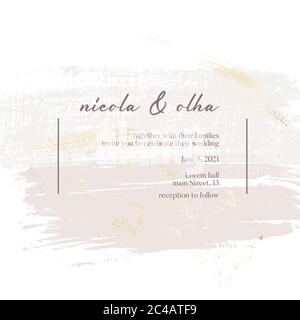 Weiche zarte Pinselstrich rosa Hochzeitsdekoration. Modernes grafisches rosa beigefarbenes Marmordesign. Erröten Sie die Luxuswerbung. Stock Vektor