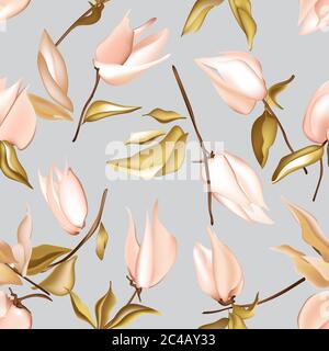 Zarte Dschungel Physalis Blumen und Blätter, exotisches Hintergrundmuster, realistische Illustration. Sommerstruktur, abstrakter grauer Orange-Vektor. Botanische h Stock Vektor