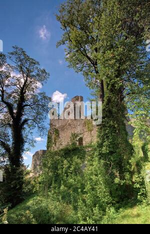 Burgruinen in Hukvaldy, Moravskoslezský kraj, Tschechische Republik Stockfoto