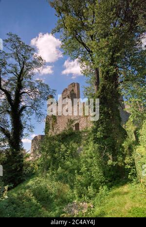 Burgruinen in Hukvaldy, Moravskoslezský kraj, Tschechische Republik Stockfoto