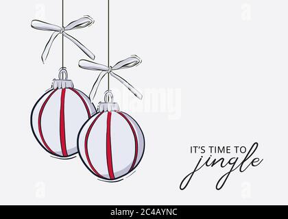 Weihnachten und Neujahr Kugeln und Bogen Template-Design für Gruß Scrapbooking, Herzlichen Glückwunsch, Einladungen, Tags, Aufkleber, Postkarten. Weihnachten Stock Vektor