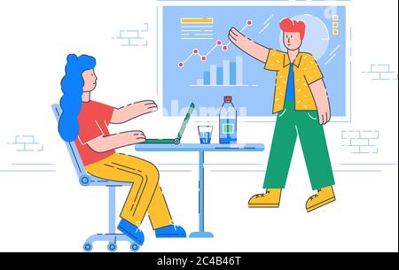 Business-Präsentation semi-flach RGB-Farbe Vektor Illustration Stock Vektor