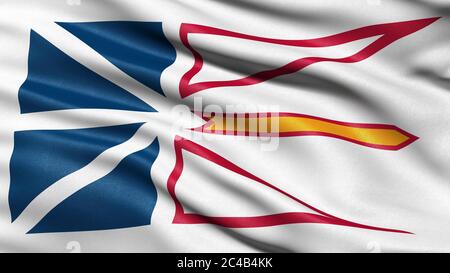 Flagge der Provinz Neufundland und Labrador, Kanada, 3-D-Abbildung Stockfoto
