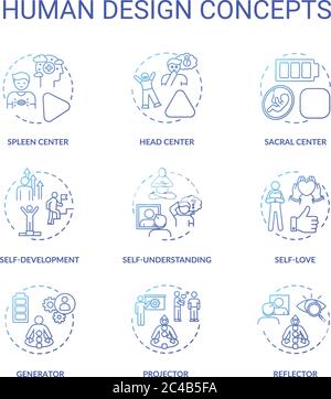 Human Design Blue Gradient Concept Icons Set Stock Vektor