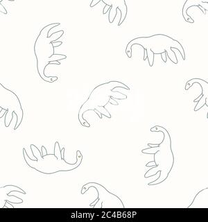 Nahtloser Hintergrund Plesiosaurus Dinosaurier mit fossilen Geschlecht neutral Baby Muster. Einfache skurrile minimal erdige 2-Ton-Farbe. Kinderzimmer Stock Vektor