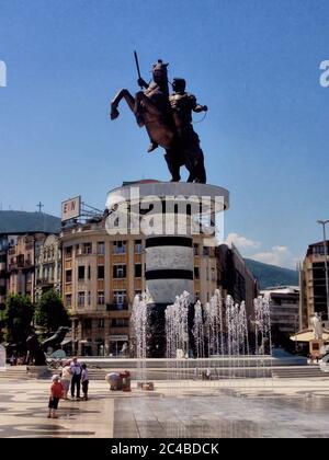 Statue von Alexander dem Großen in Skopje Stockfoto