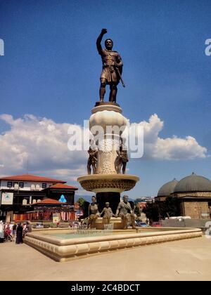 Statue von Alexander dem Großen in Skopje Stockfoto