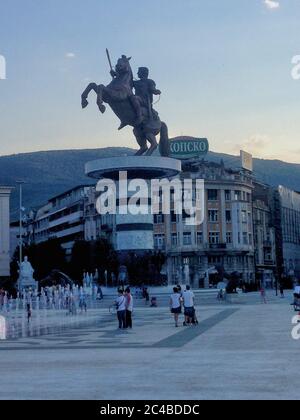 Statue von Alexander dem Großen in Skopje Stockfoto