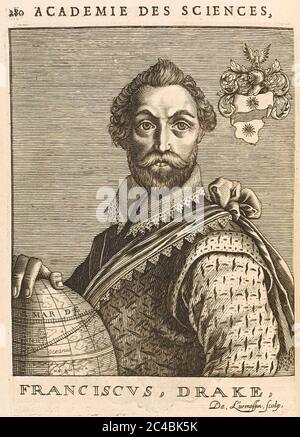 FRANCIS DRAKE (c 1540-1596) englischer Kapitän, Entdecker. Stockfoto