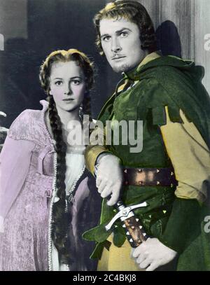 DIE ABENTEUER VON ROBIN HOOD 1938 Warner Bros Film mit Olivia de Havilland und Errol Flynn Stockfoto