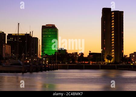 Skyline am Wasser in Corpus Christi, Texas, USA Stockfoto