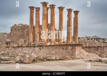 Artemis Tempel, 2. Jahrhundert n. Chr., Antike Stadt Jerash, Gerasa, Jordanien Stockfoto