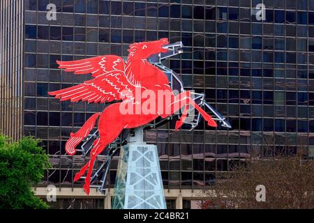 Pegasus-Zeichen, Lamar Street, Dallas, Texas, USA Stockfoto