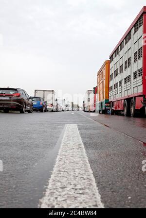 Notspur auf der Autobahn A 1, Deutschland, Nordrhein-Westfalen, Münsterland, Nottuln Stockfoto